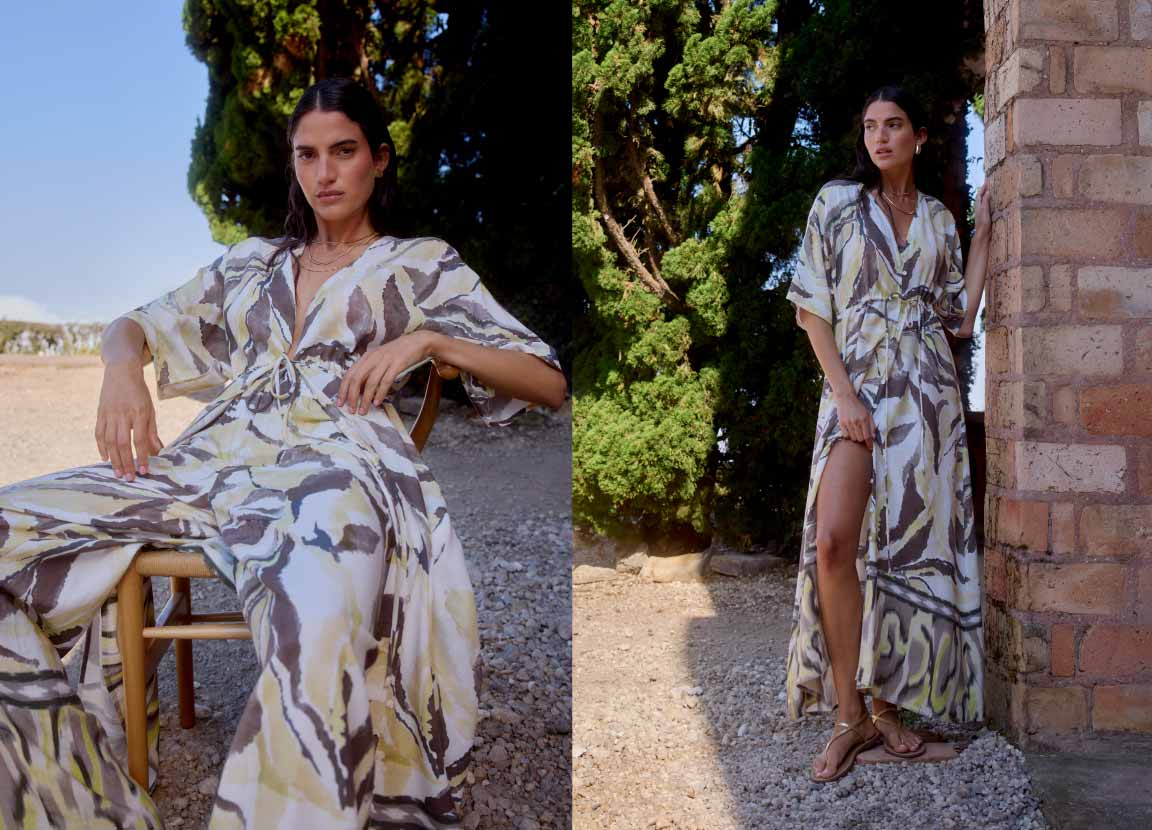 modelo com um vestido florido