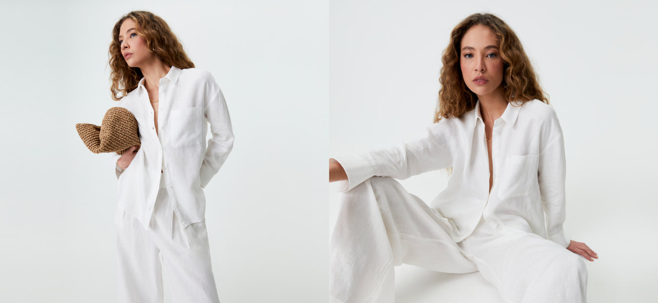modelo com roupa branca