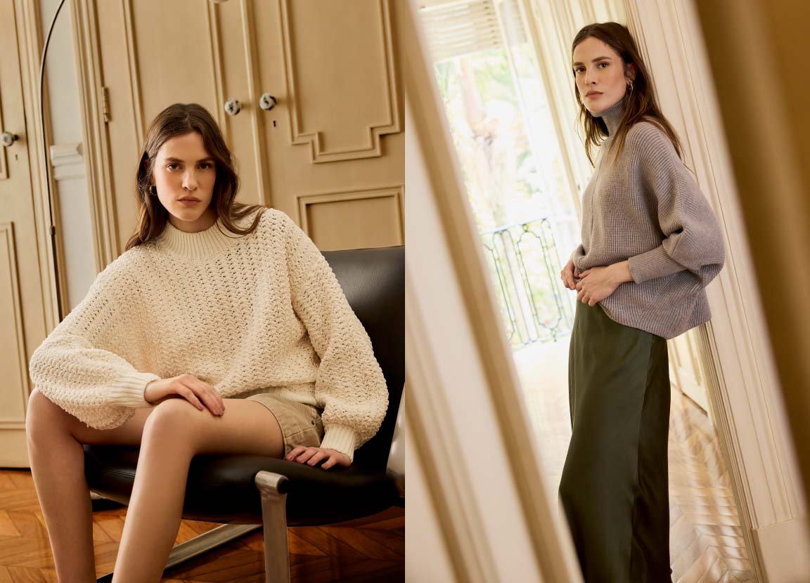 Modelo posando com tricot