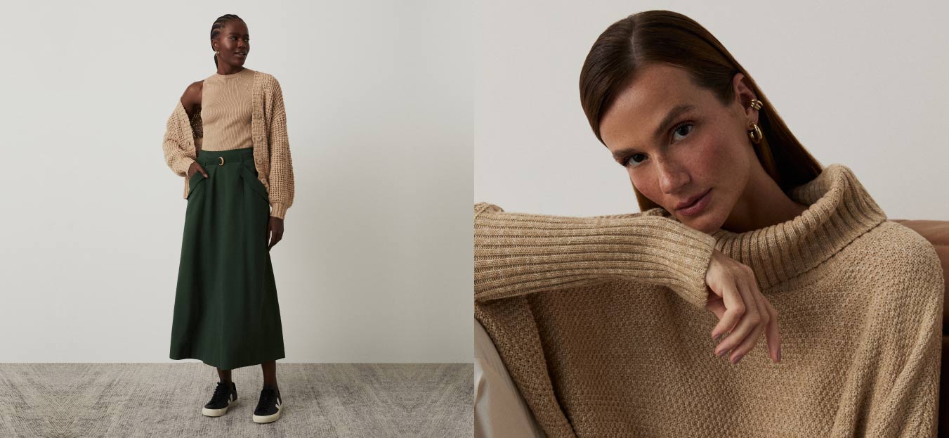 Modelo com tricot bege
