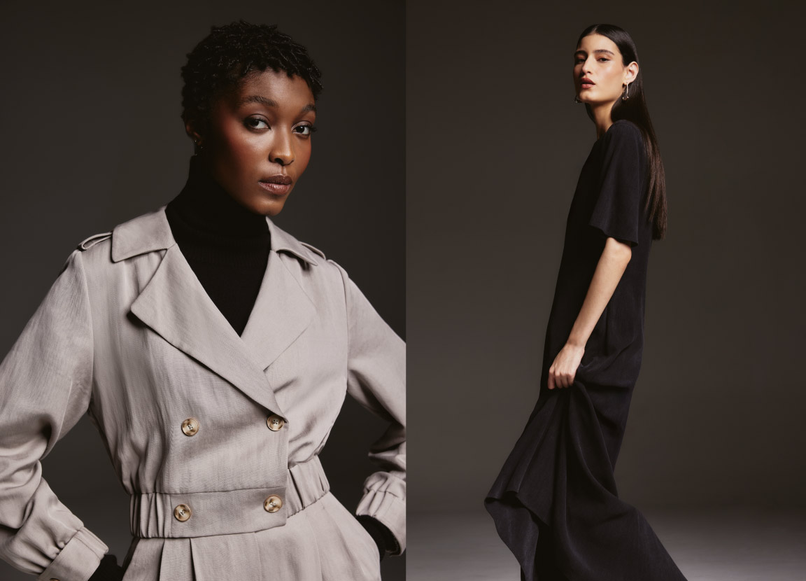 Montagem de foto com duas modelos usando roupas Shoulder.