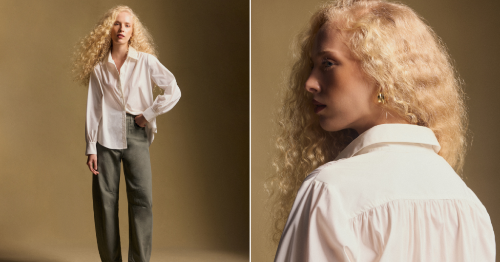 Guarda-roupa inteligente: 5 peças essenciais pra multiplicar seus looks e usar sempre 1 mulher branca e loira usando camisa branca de botão de manga longa com calça jeans